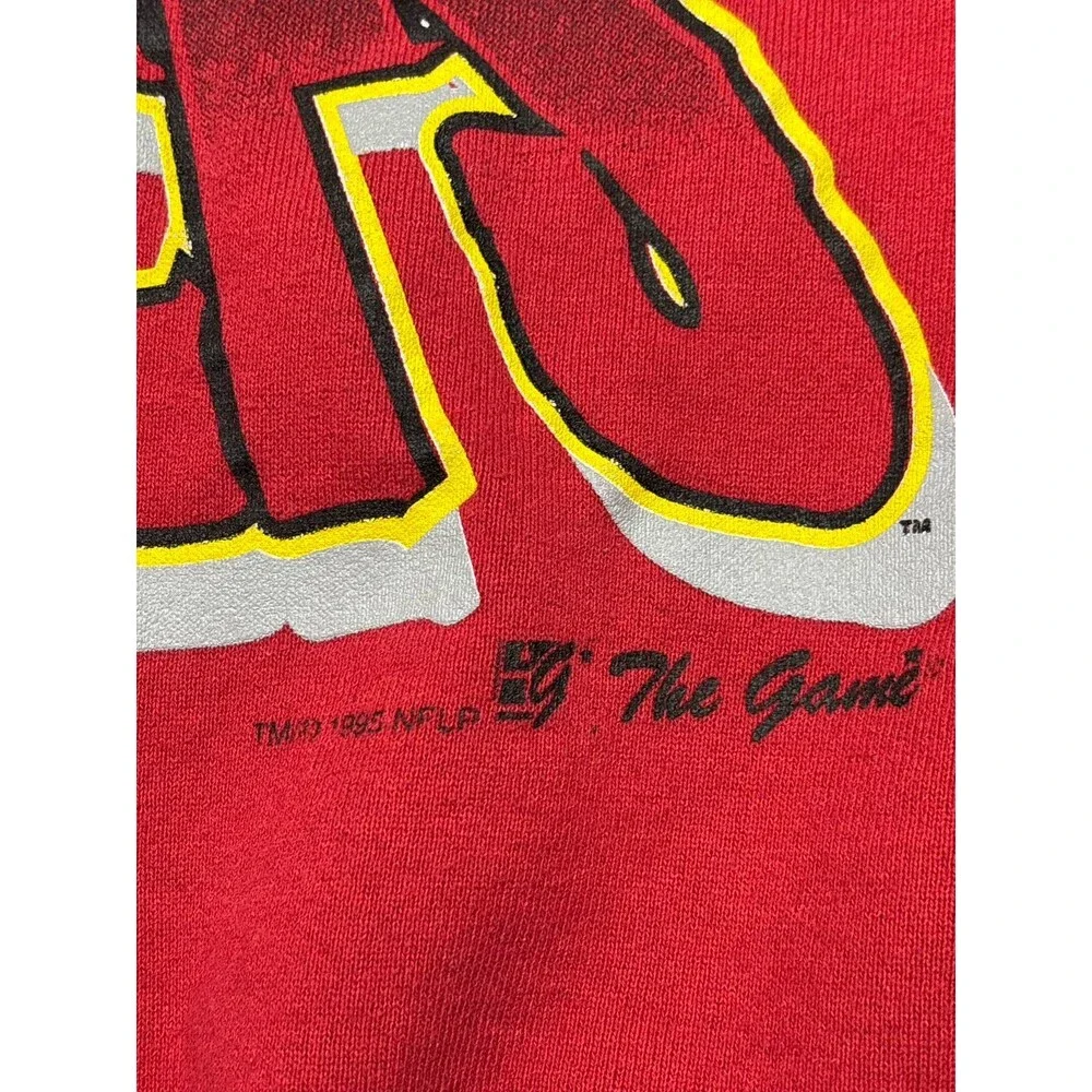 Vintage 90s The Game NFL Mens Kansas City Chiefs Crew Neck Size XL Red Sweater - Picture 4 of 6